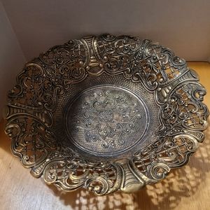 Vintage Ornate Brass Metal Bowl